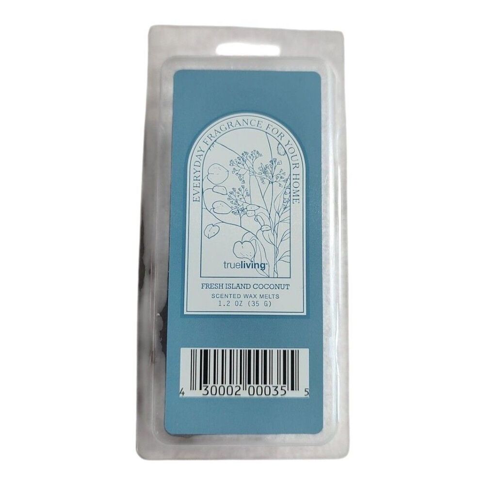 Trueliving Fresh Island Coconut Scented Wax Melts 1.2 oz 35 grams Home Fragrance